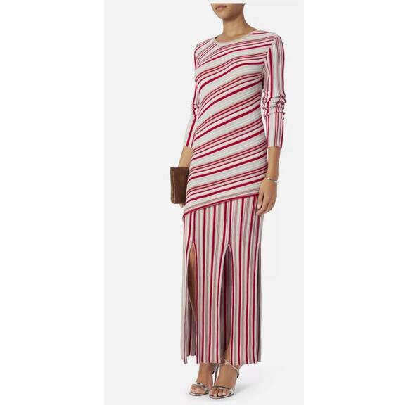 Tabula Rasa Dresses & Skirts - Tabula Rasa by Theia Slit Long Sleeve Bodycon Striped Maxi Dress – Size Medium P